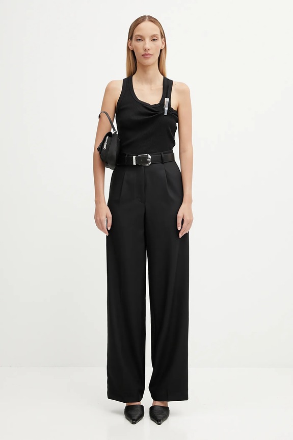 Nohavice Fiorucci Wide Leg Tailored Wool W02FPBPA464WO01BK01 čierna
