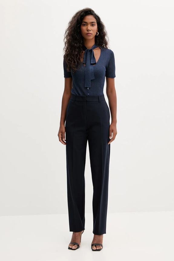 Hlače s vunom Marella 2523136054200 mornarsko plava AW25