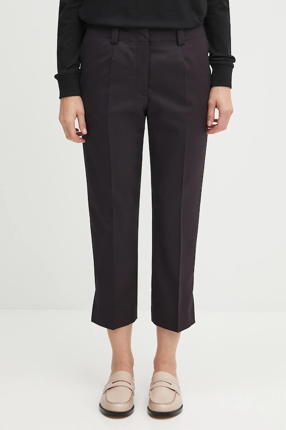 Vlnené nohavice Kenzo Weave Cropped vlna tmavomodrá FF62PA0939ID