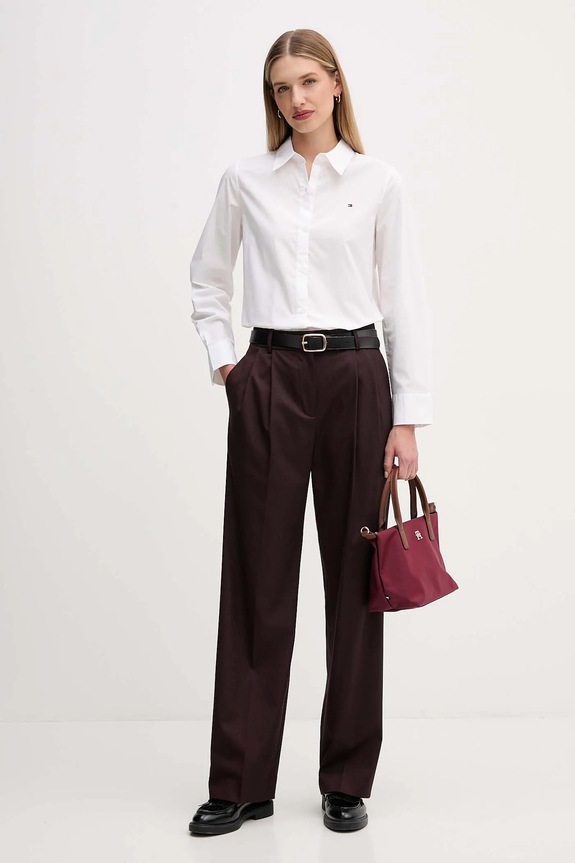 Nohavice Tommy Hilfiger WW0WW48358 burgundské AW25
