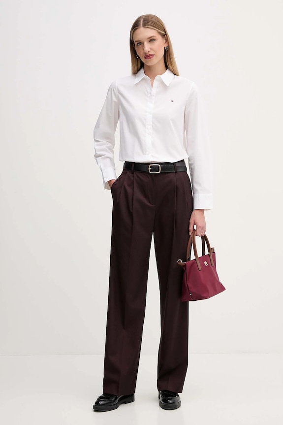 Nohavice Tommy Hilfiger WW0WW48358 burgundské AW25