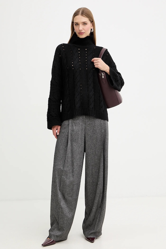 BOSS pantaloni din lână Telda 50548212 gri AW25