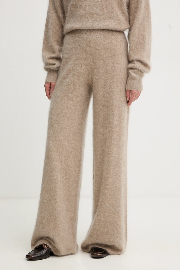 BOSS pantaloni de trening din cașmir Fibura tricotaj bej 50550831