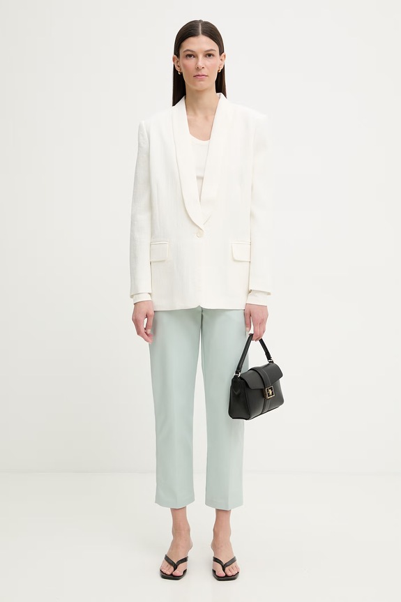 Calvin Klein Nohavice chinos dámske bavlnené s elastanom LV044B916G tyrkysová SS26