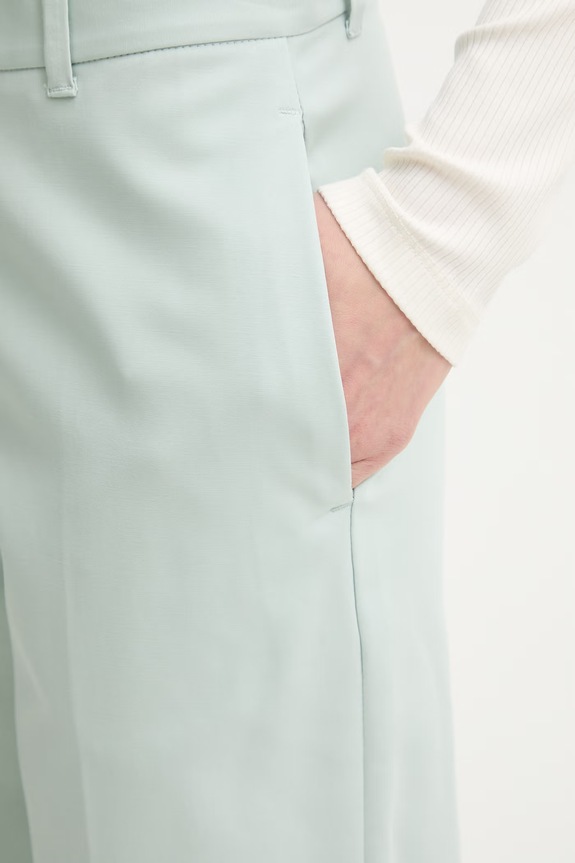 Calvin Klein Nohavice chinos dámske bavlnené s elastanom tyrkysová LV044B916G