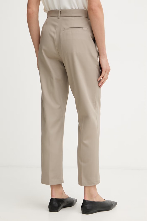 Oblačila Calvin Klein chino hlače ženske bombažne z elastanom LV044B916G bež
