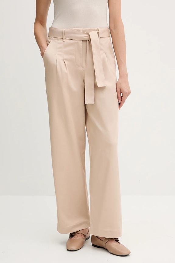 Kalhoty Calvin Klein Jeans high béžová LV044D639G
