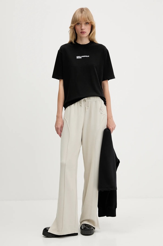 Karl Lagerfeld Jeans pantaloni tuta di cotone A4W10080 beige AW25