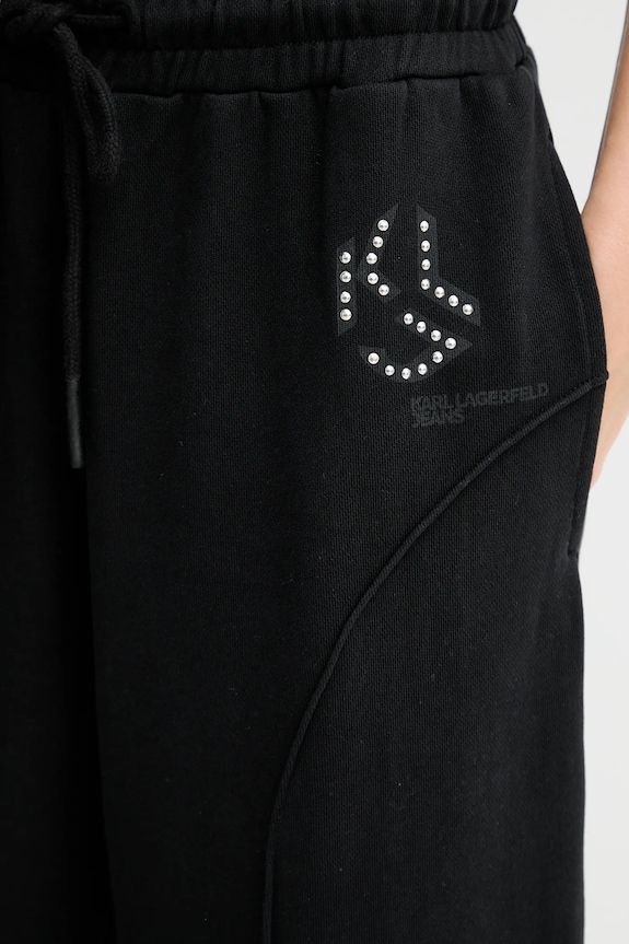 Karl Lagerfeld Jeans pamut melegítőnadrág fekete A4W10080