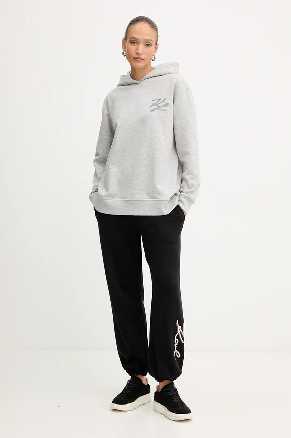 Βαμβακερό παντελόνι Karl Lagerfeld A4W10141 γκρί AW25