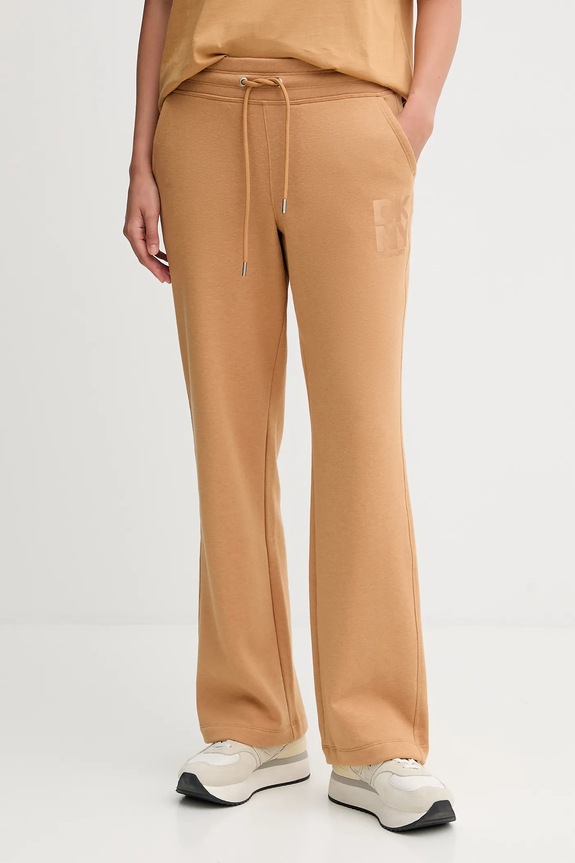 Dkny spodnie dresowe dzianina brązowy DP5P3758