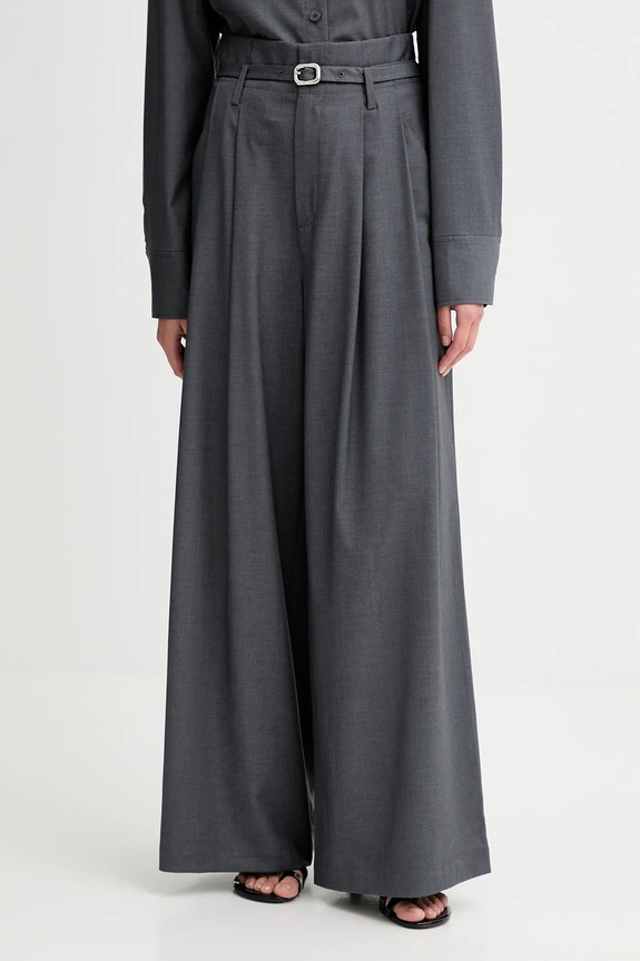 ISABELLE BLANCHE pantaloni din lână drept gri IS25FW.P036.T002