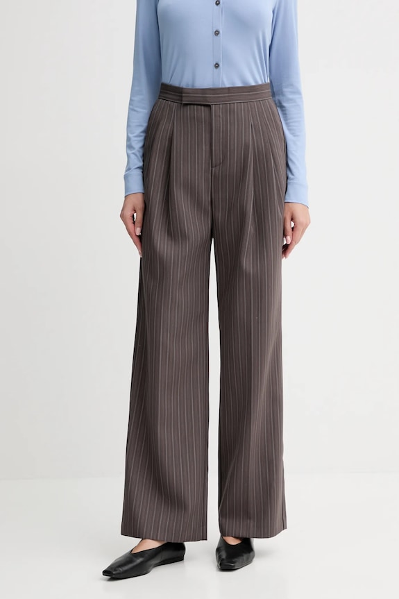 ISABELLE BLANCHE pantaloni din lână drept maro IS25FW.P044.T003