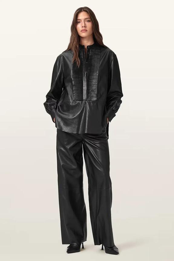 Кожаные брюки AllSaints ASH ткань чёрный W028TD