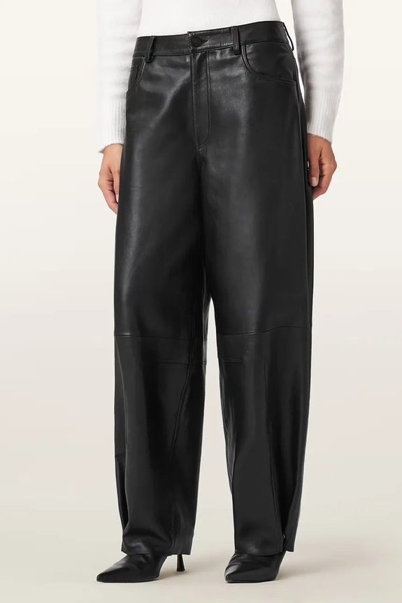 Kožené nohavice AllSaints JETT W026TD čierna NC25