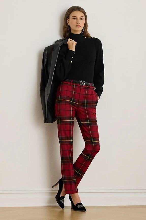 Oblačila Hlače z volno Lauren Ralph Lauren 200979949 rdeča