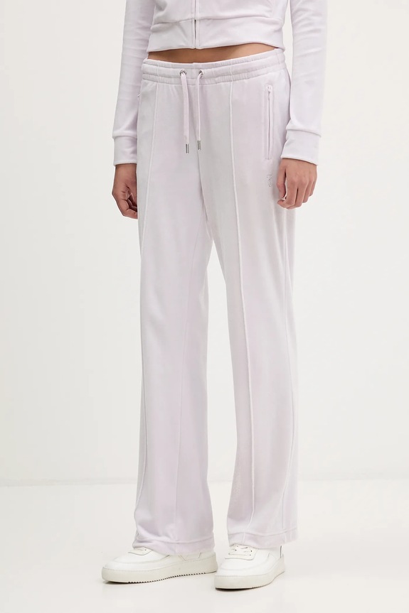 Velúrové tepláky Juicy Couture s elastanom fialová JCWBJ225307