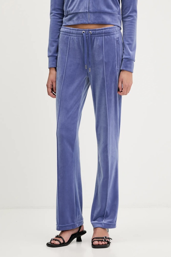 Velúrové tepláky Juicy Couture s elastanom fialová JCWBJ225307