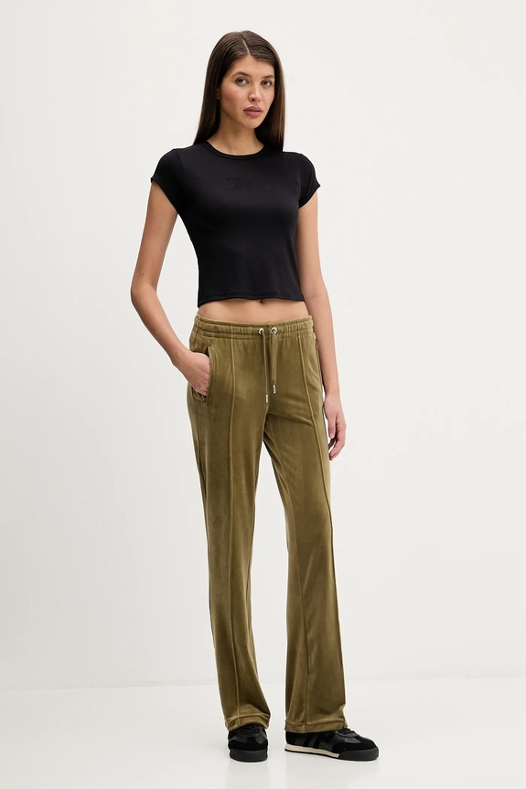 Juicy Couture spodnie dresowe welurowe JCWBJ225307 zielony SS26