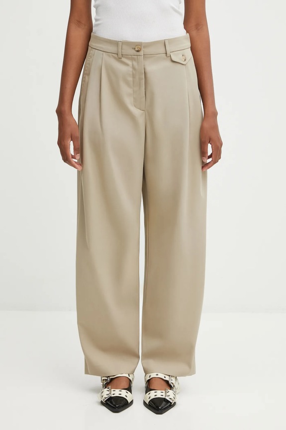 Maison Kitsuné trousers Double Pleated fabric beige PW01106WT3019