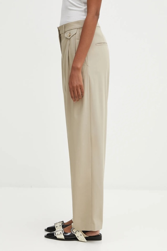 Hlače Maison Kitsuné Double Pleated PW01106WT3019 bež AW25
