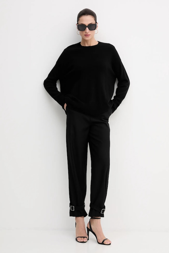Sisley pantaloni in misto lana 41FQLF080 nero AW25