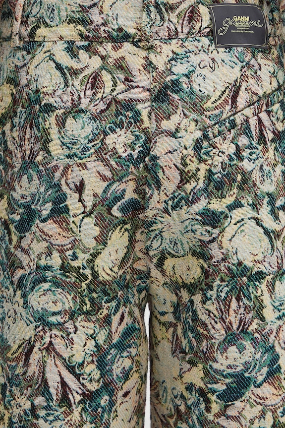 GANNI spodnie Tapestry Jacquard zielony W0777