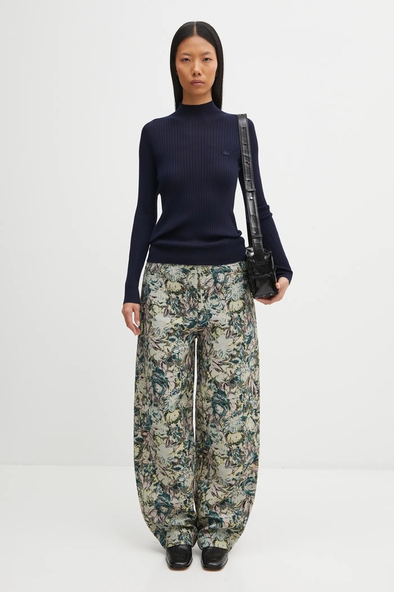 GANNI spodnie Tapestry Jacquard W0777 zielony