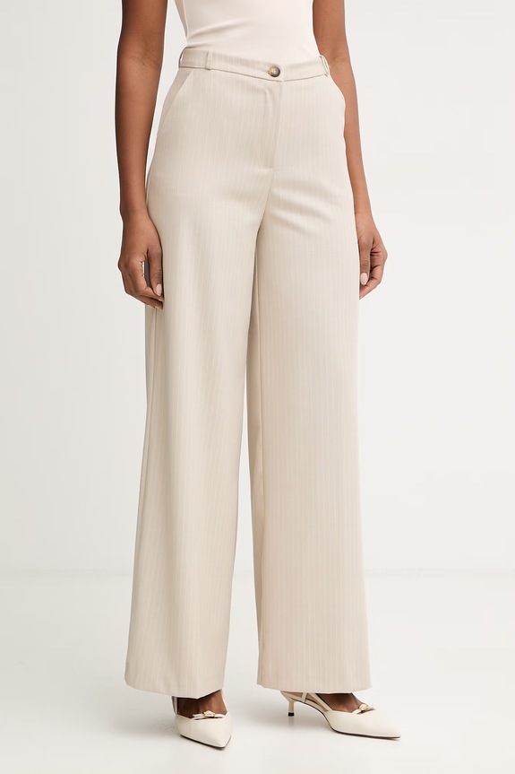 Haveone spodnie garniturowe damskie wzorzyste beżowy PGE.P065