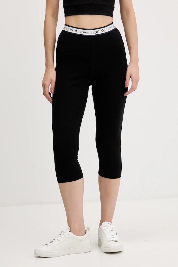 Κολάν Tommy Jeans με ελαστάν μαύρο DW0DW22506
