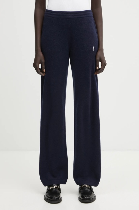 Вовняні штани Sporty & Rich SRC Cashmere трикотаж темно-синій PA02764302BL106