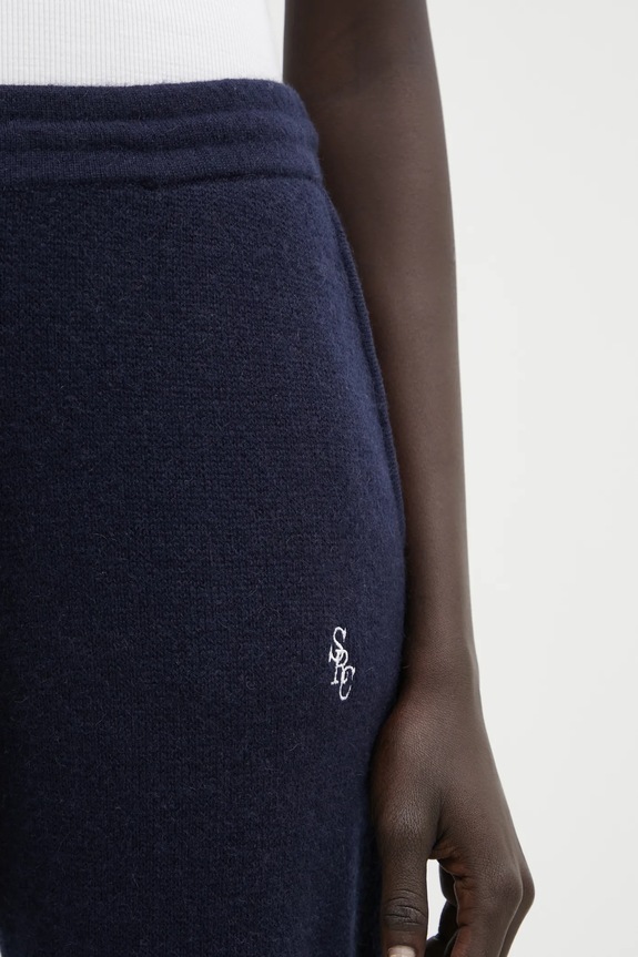 Вовняні штани Sporty & Rich SRC Cashmere темно-синій PA02764302BL106