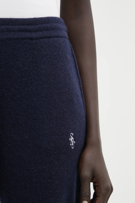 Вовняні штани Sporty & Rich SRC Cashmere темно-синій PA02764302BL106