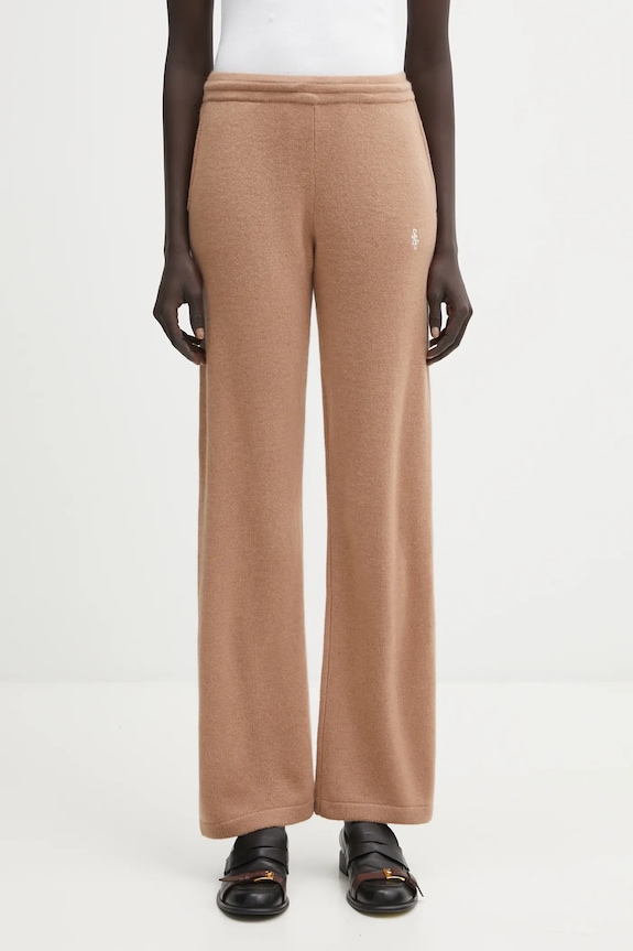 Sporty & Rich pantaloni in lana SRC Cashmere lana marrone PA02764302BE02