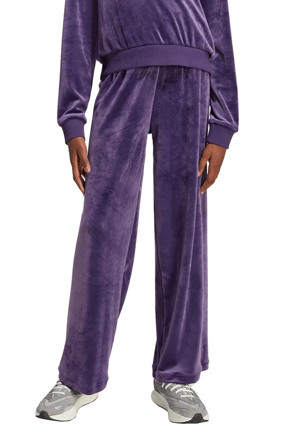 Παιδικό βελούδινο παντελόνι φόρμας adidas με ελαστάν μωβ JW2440