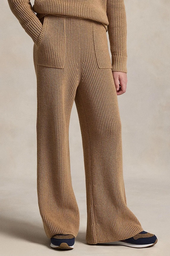 Detské bavlnené nohavice Polo Ralph Lauren hnedá 313978869001