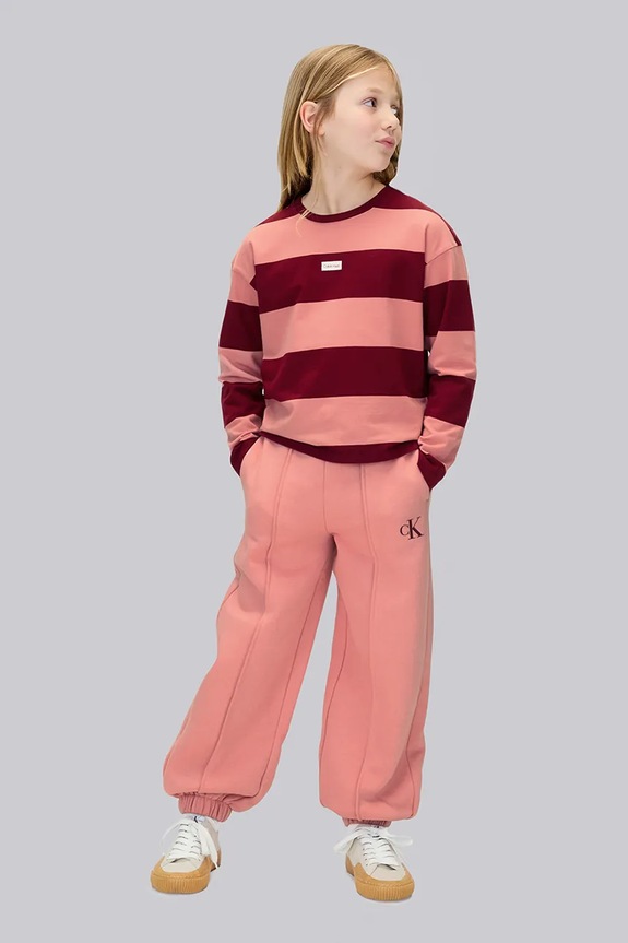 Calvin Klein Jeans gyerek pamut melegítőnadrág dzsörzé rózsaszín IG0IG02617.9BYA