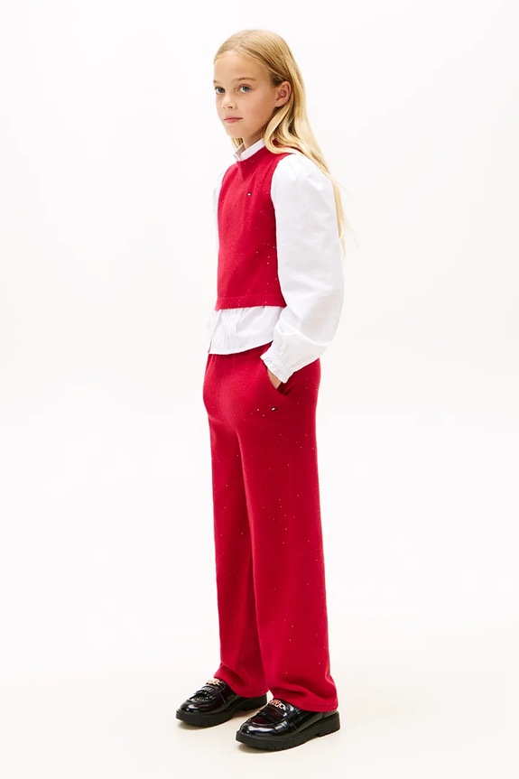Tommy Hilfiger spodnie dziecięce dzianina czerwony KG0KG08911.9BYA