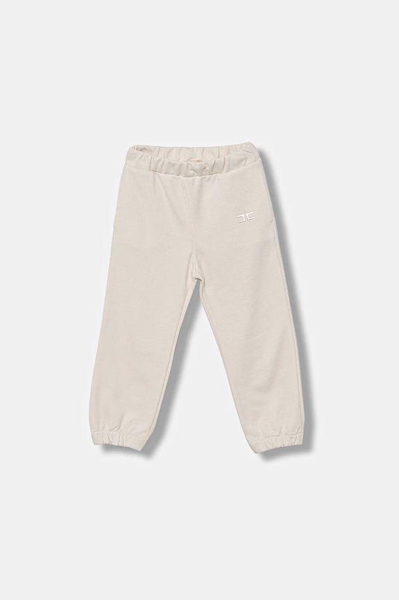 Dječji pamučni donji dio trenirke Elisabetta Franchi pletivo bež EGPA083.0.FF002