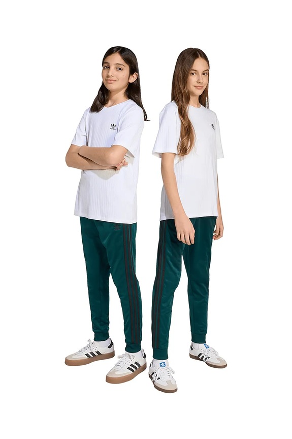Detské tepláky adidas Originals pletenina zelená JV8569