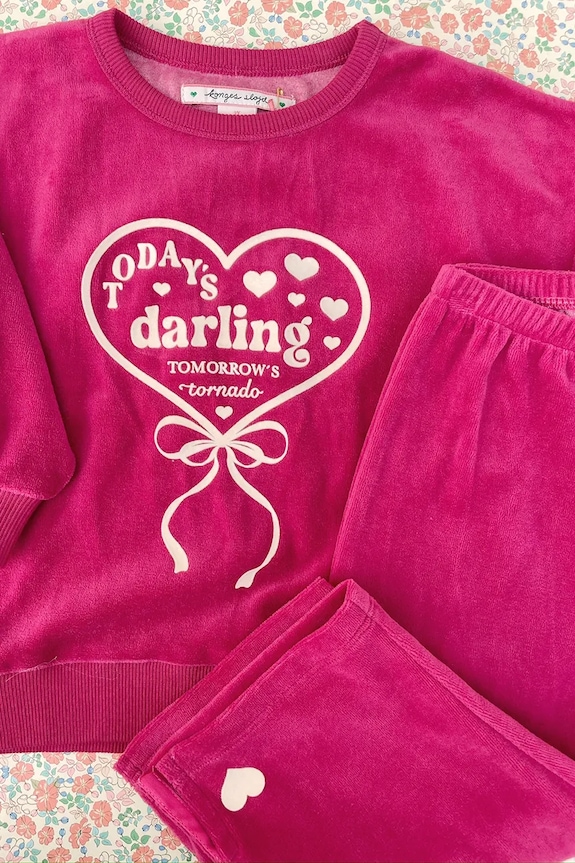 Konges Sløjd gyerek pamut melegítőnadrág VELOU PANTS GOTS KS104030.9BYA burgundia