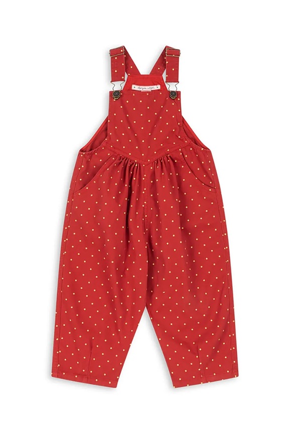 Παιδικό βαμβακερό παντελόνι Konges Sløjd NOLA OVERALLS GOTS KS103945.9BYA κόκκινο AW25