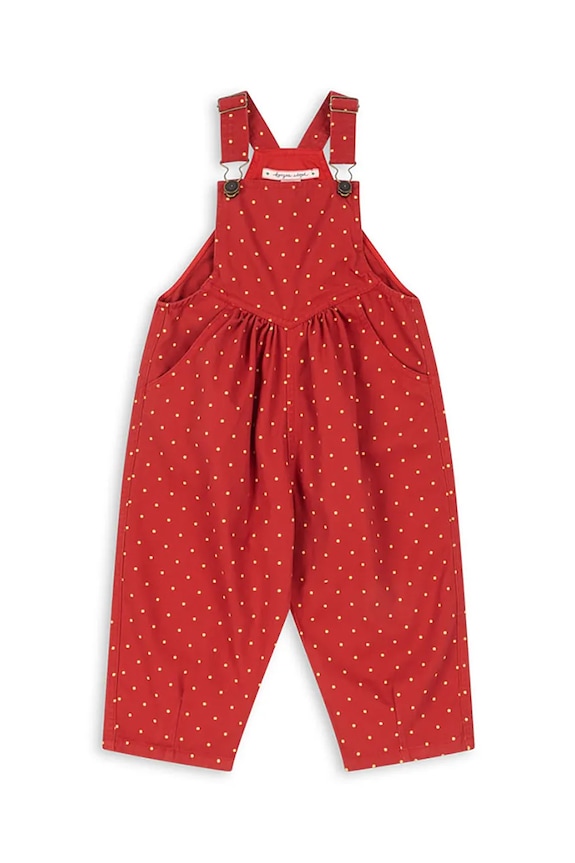 Παιδικό βαμβακερό παντελόνι Konges Sløjd NOLA OVERALLS GOTS KS103945.9BYA κόκκινο AW25