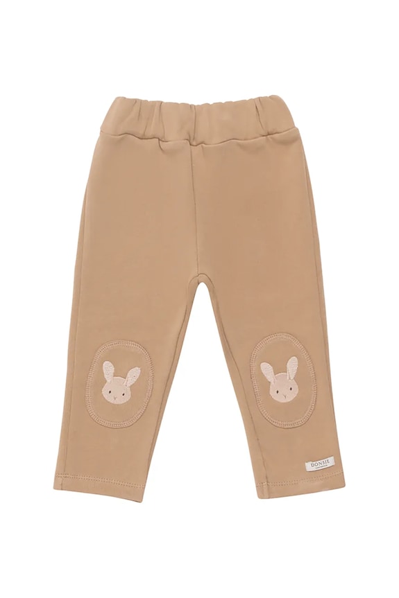 Donsje spodnie dresowe bawełniane niemowlęce Joek Trousers Fluffy Bunnies 3040703 brązowy AW25
