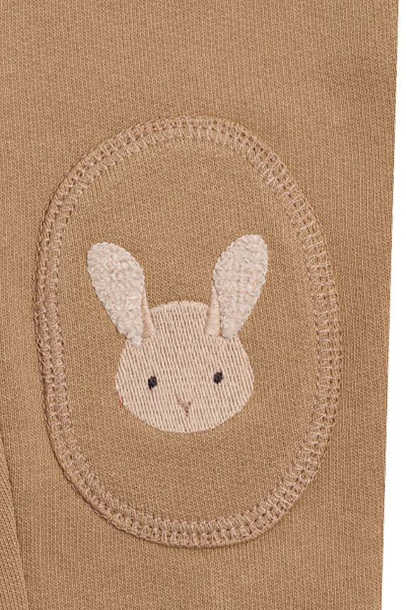 Donsje spodnie dresowe bawełniane niemowlęce Joek Trousers Fluffy Bunnies 3040703 brązowy