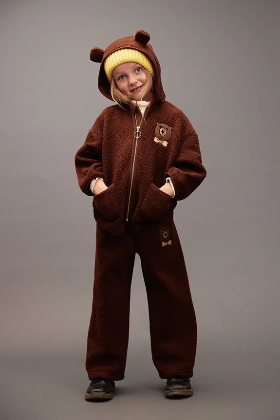 Mini Rodini spodnie dresowe dziecięce Bear dzianina brązowy 25710125