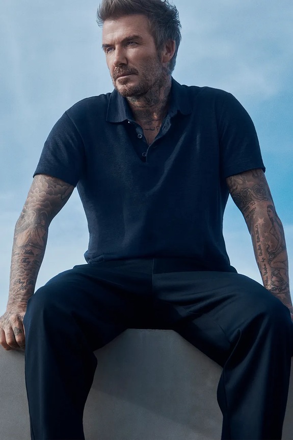 BOSS spodnie BECKHAM X BOSS z elastanem granatowy 50549203