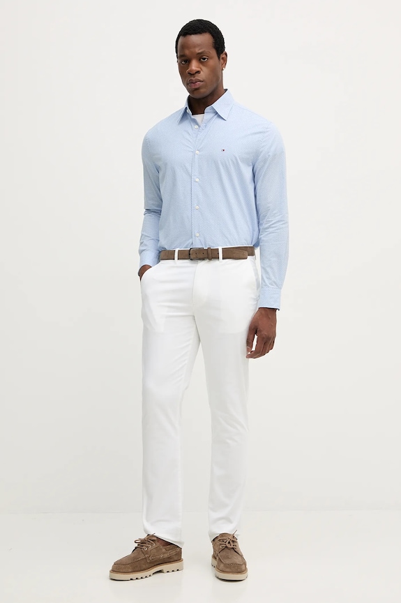 Tommy Hilfiger spodnie chinos męskie bawełniane z elastanem MW0MW40262 biały SS26