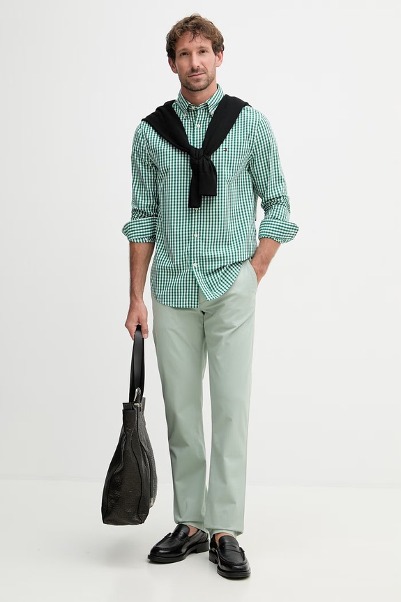 Tommy Hilfiger παντελόνι chino ανδρικό βαμβακερό με ελαστάν MW0MW40262 μπεζ SS26