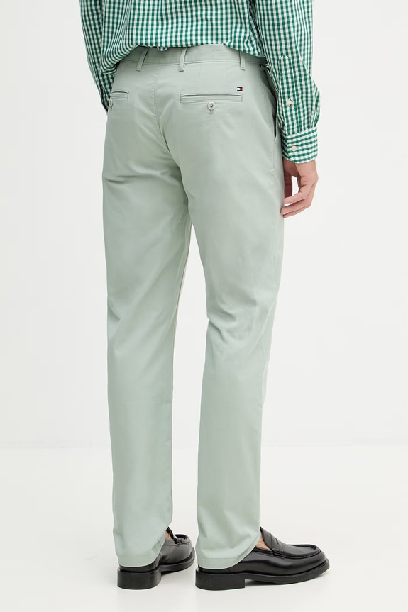 Ρούχα Tommy Hilfiger παντελόνι chino ανδρικό βαμβακερό με ελαστάν MW0MW40262 μπεζ